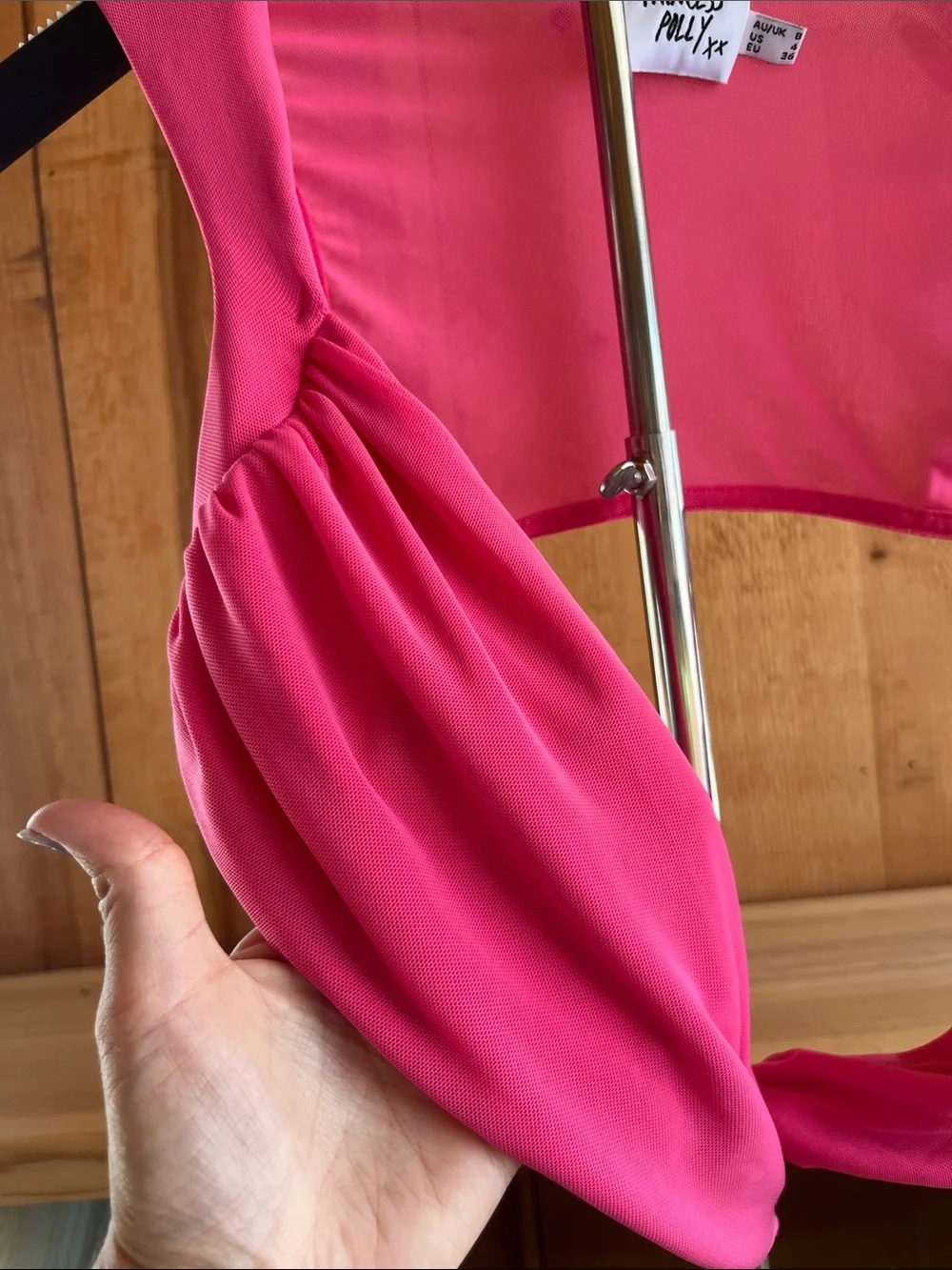 Princess Polly Hot Pink Draped Tie Crop Top